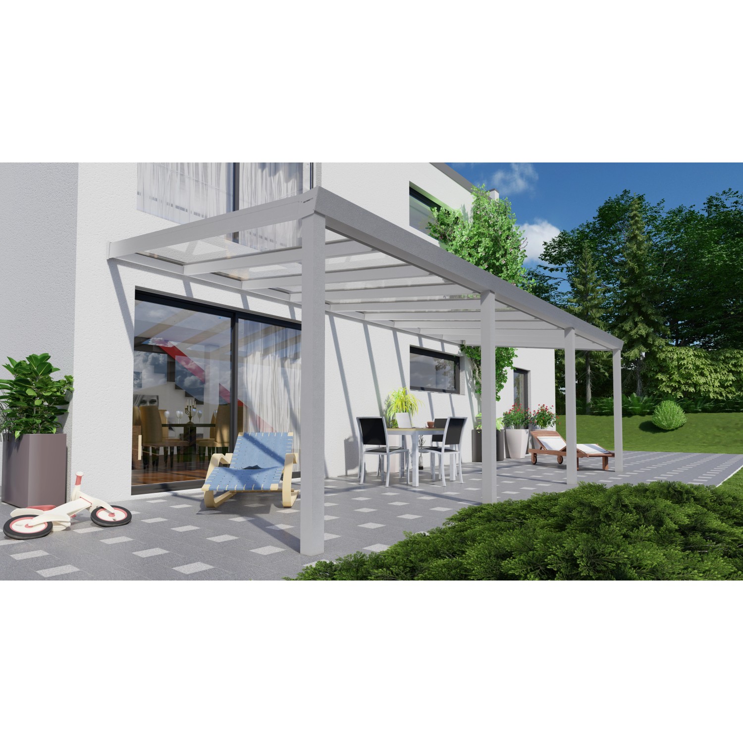 Terrassenüberdachung Professional 700 cm x 300 cm Grau Struktur Glas günstig online kaufen