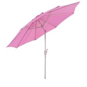 Fliederfarbener MCW Sonnenschirm Asti Ø 3m, neigbar, mit Kurbel und Lüftungsschlitz für Garten & Balkon.