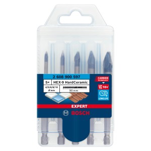 Bosch Expert Bohrer-Set Hex-9 Hard Ceramic, 5-teilig für Fliesen und Keramik.