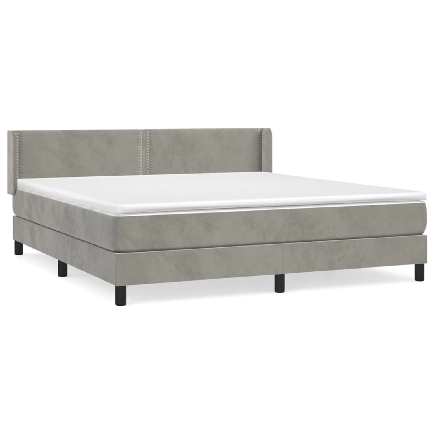 vidaXL Boxspringbett mit Matratze Hellgrau 160x200 cm Samt 3130907 günstig online kaufen