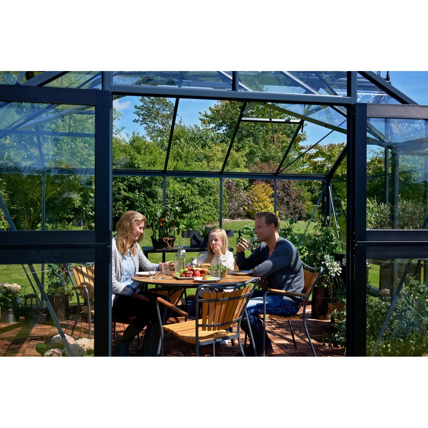 Juliana Gewächshaus Orangerie 15,1 m² 3 mm Sicherheitsglas Anthrazit