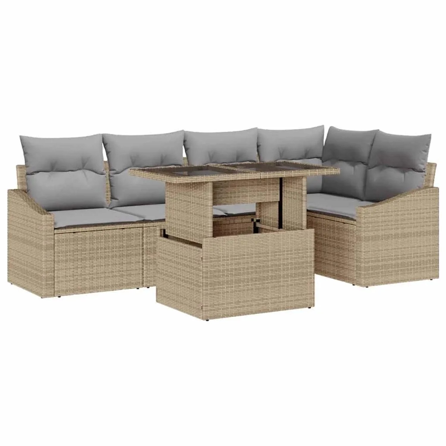vidaXL Garten-Sofa-Set mit Kissen 6-Tlg Beige und Hellgrau 3357743