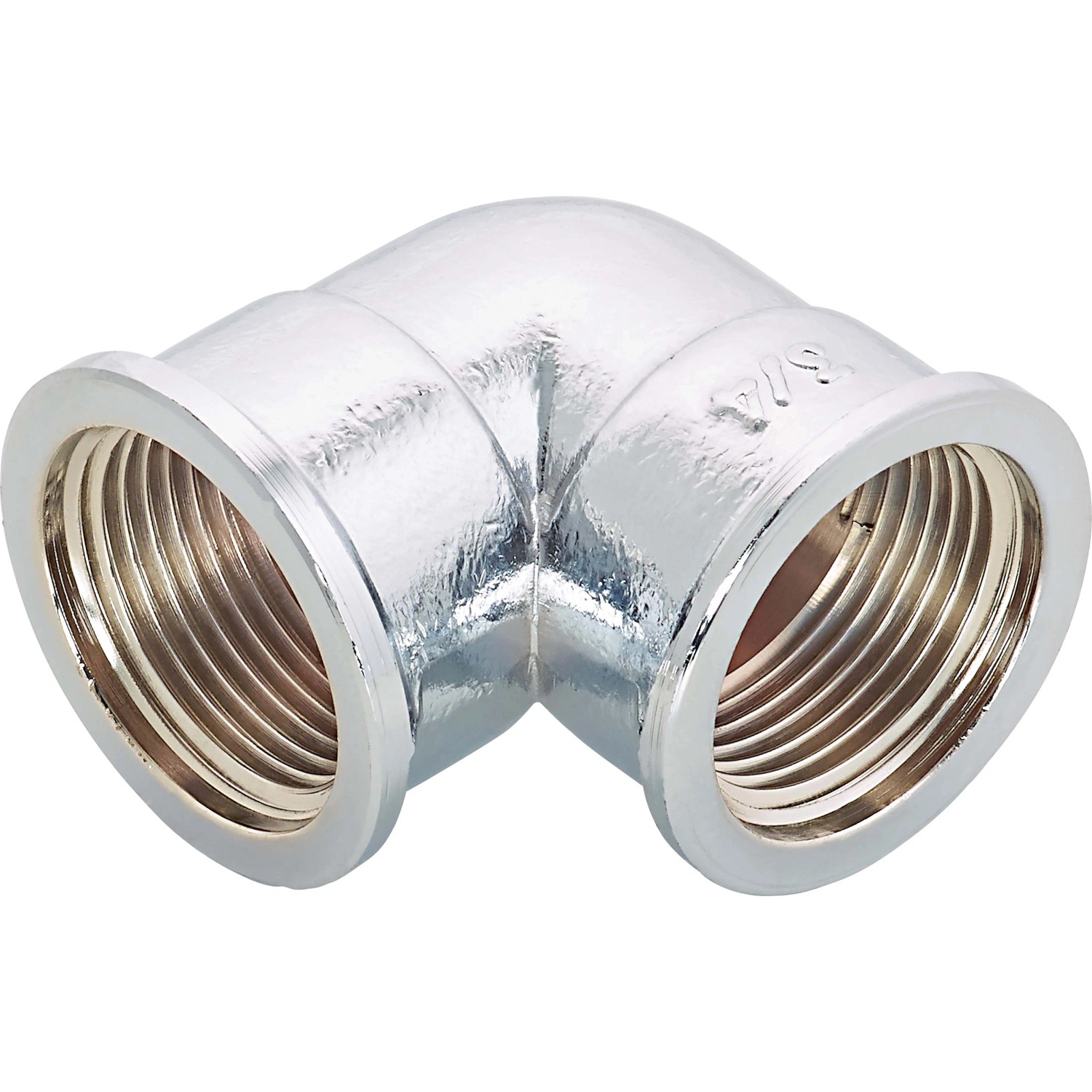 Verchromter Messing Gewinde-Winkel 24,1 mm (Rp 3/4) für Heizung und Sanitär.