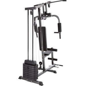 Schwarze Tectake Kraftstation Arnie mit Butterfly, Latzug und Beinstrecker, 160x98x203 cm.