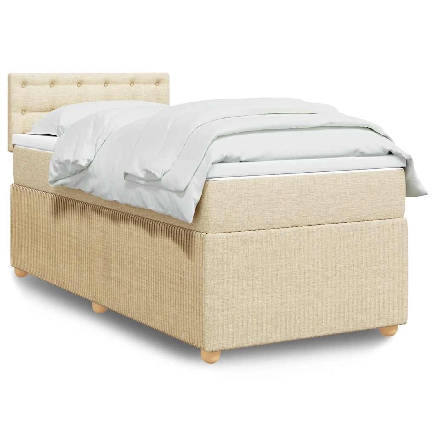 vidaXL Boxspringbett mit Matratze Creme 90x200 cm Stoff 3289658 günstig online kaufen
