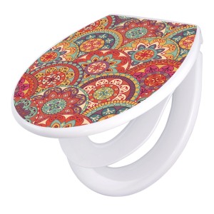 Banjado Familien WC-Sitz mit Rosetten-Motiv. Klodeckel mit integriertem Kindersitz und Absenkautomatik.
