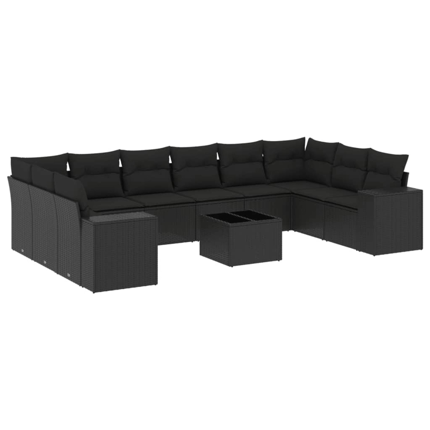vidaXL 11-Tlg Garten-Sofagarnitur mit Kissen Schwarz Poly Rattan 3255412 günstig online kaufen
