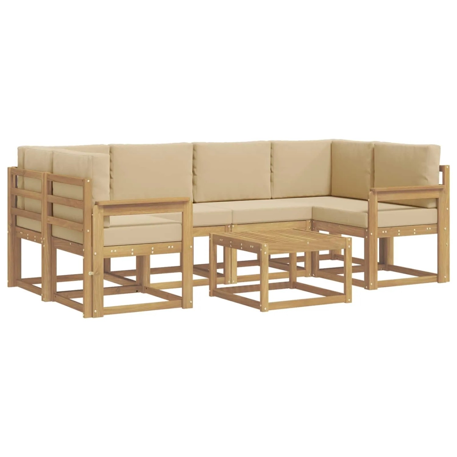 vidaXL Outdoor-Sofagarnitur mit Kissen 7-Tlg Weiß und Beige 3387307