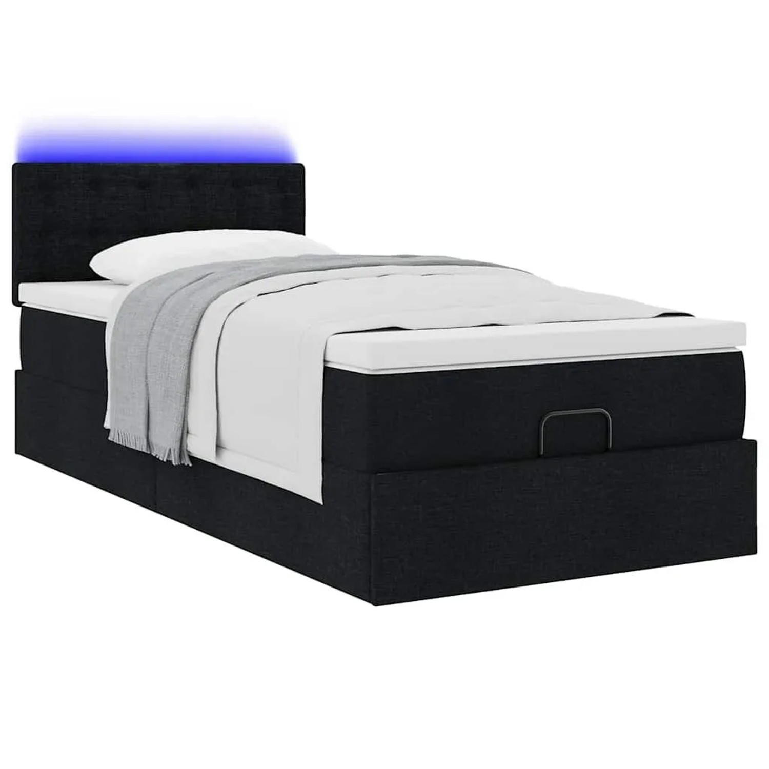 vidaXL Ottoman-Bett mit Matratze und LEDs Schwarz 90x190 cm Stoff 3312438