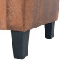 Detailansicht: Braunes 2-Sitzer Sofa aus Veloursleder mit schwarzen Füßen.