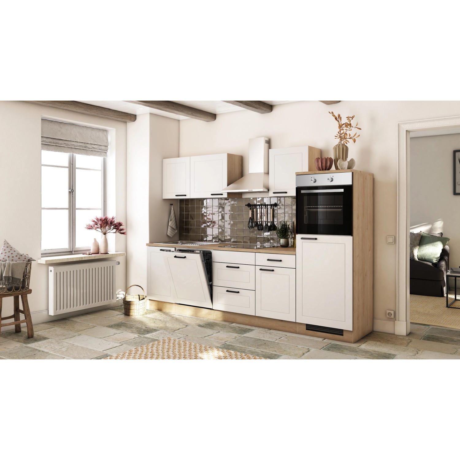 Flex-Well Exclusiv Küche 2320-016 Julia 280 cm Weiß matt-Cosmopolitan Eiche_4