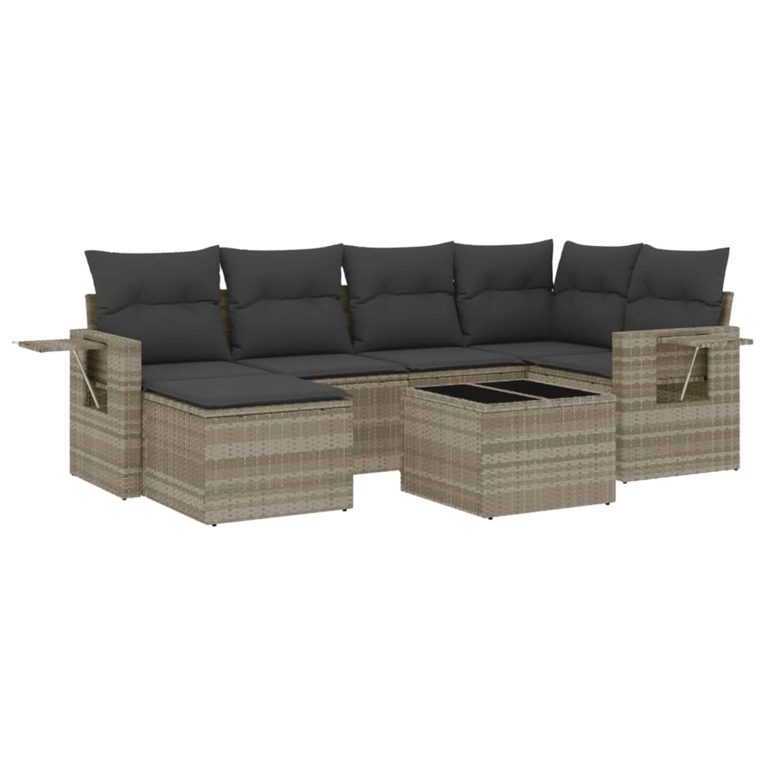 vidaXL 7-Tlg Garten-Sofagarnitur mit Kissen Hellgrau Poly Rattan 3252809 günstig online kaufen