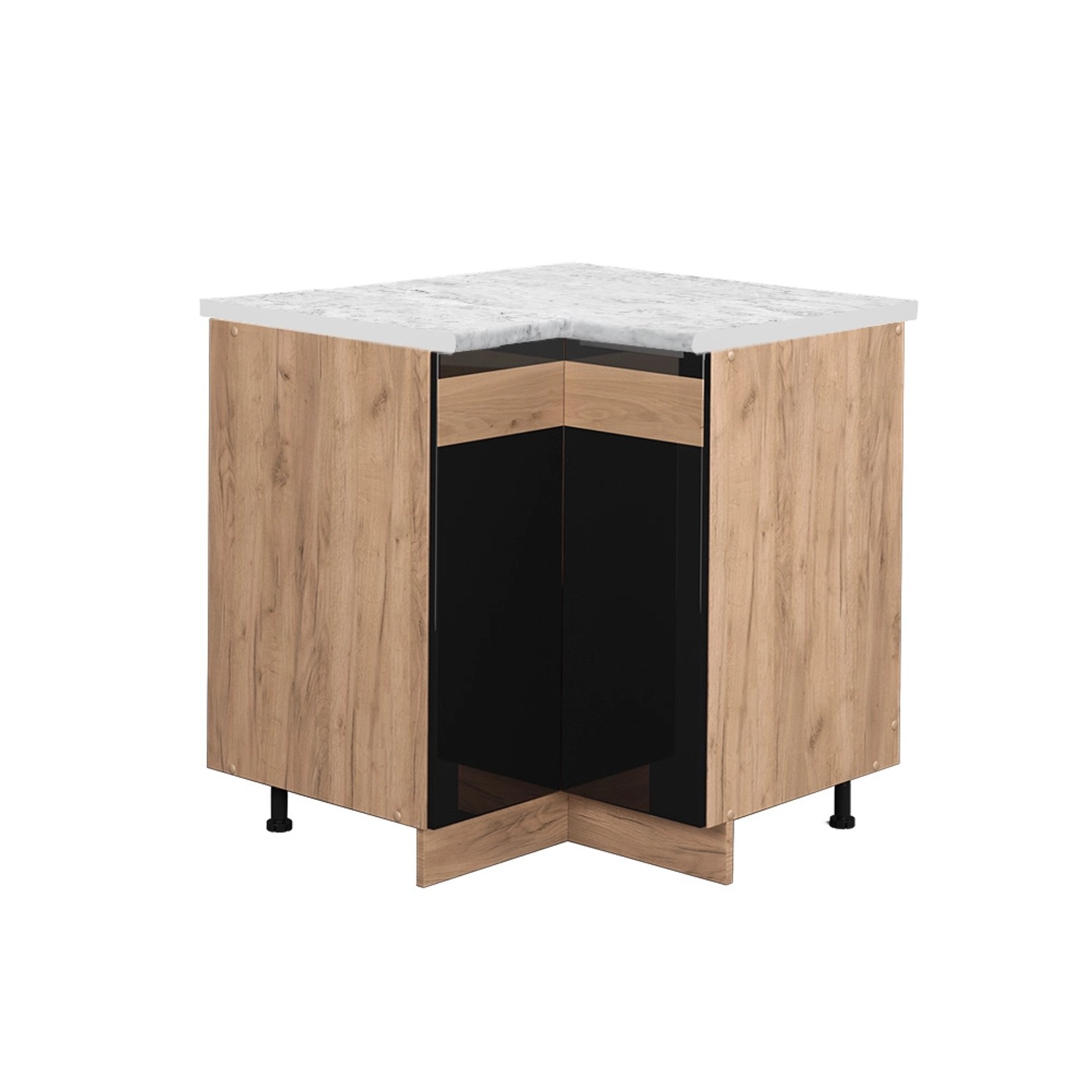 Vicco Eckunterschrank Fame-Line Schwarz Eiche hochglanz/Goldkraft Eiche 81 cm AP Marmor