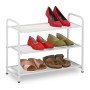Relaxdays Schuhregal Stahl Weiß 3 Ebenen Platzsparend 48 cm x 60 cm x 25 cm