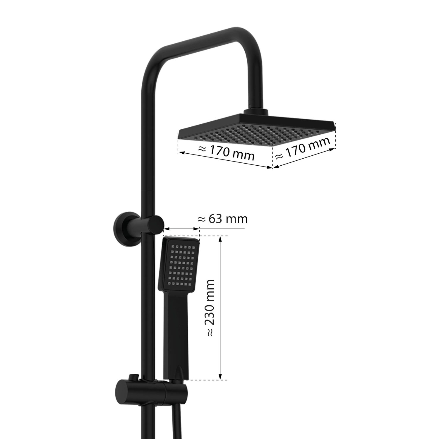Eisl Überkopf-Brauseset Easy Energy, schwarz matt, mit Kopf- und Handbrause. Modernes Duschsystem.