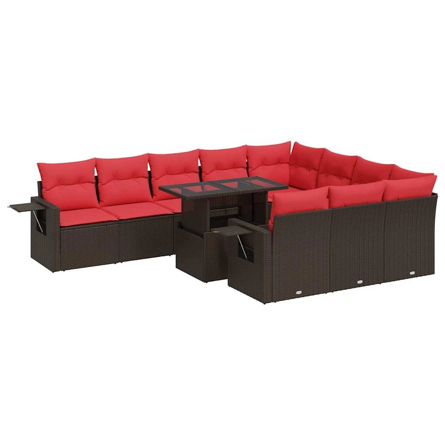 vidaXL 11-Tlg Garten-Sofagarnitur mit Kissen Braun Poly Rattan Akazie 33265 günstig online kaufen