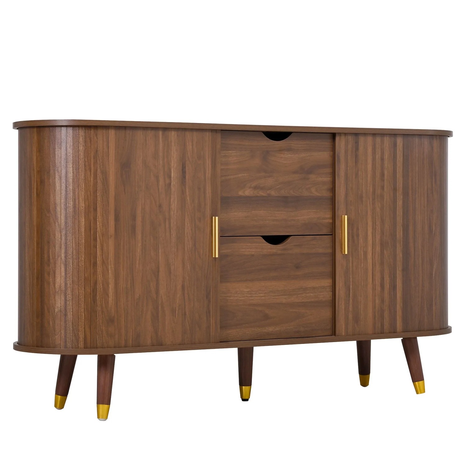 ModernLuxe Sideboard mit 2 Schiebetüren 2 Schubladen MDF Braun