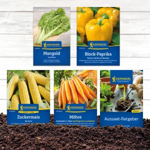 Gemüsesamen-Set mit Mangold, Paprika, Zuckermais und Möhren von Kiepenkerl.