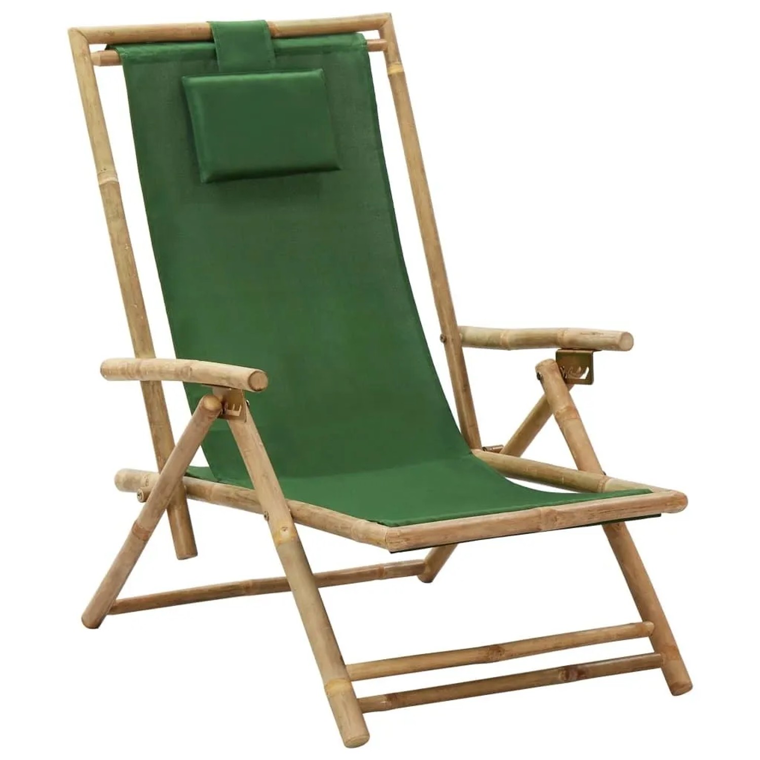 vidaXL Relaxstuhl Verstellbar Grün Bambus und Stoff 313027
