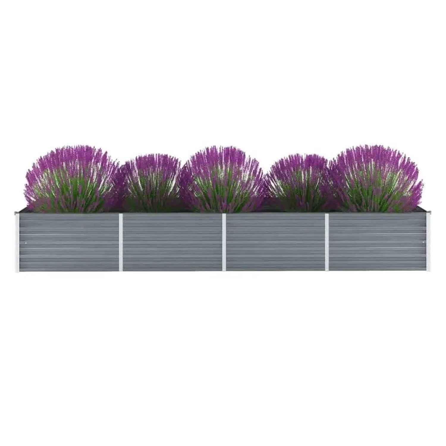 DELUKE Hochbeet Für Garten OSKAR Grau 320x80x45cm Verzinkter Stahl Hochbeet Metall Gartenbeet Kräuterbeet Blumenbeet Beet Hoch
