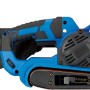 Blauer LUX Bandschleifer E-BAS-900 mit Staubfangsack für Schleifarbeiten.