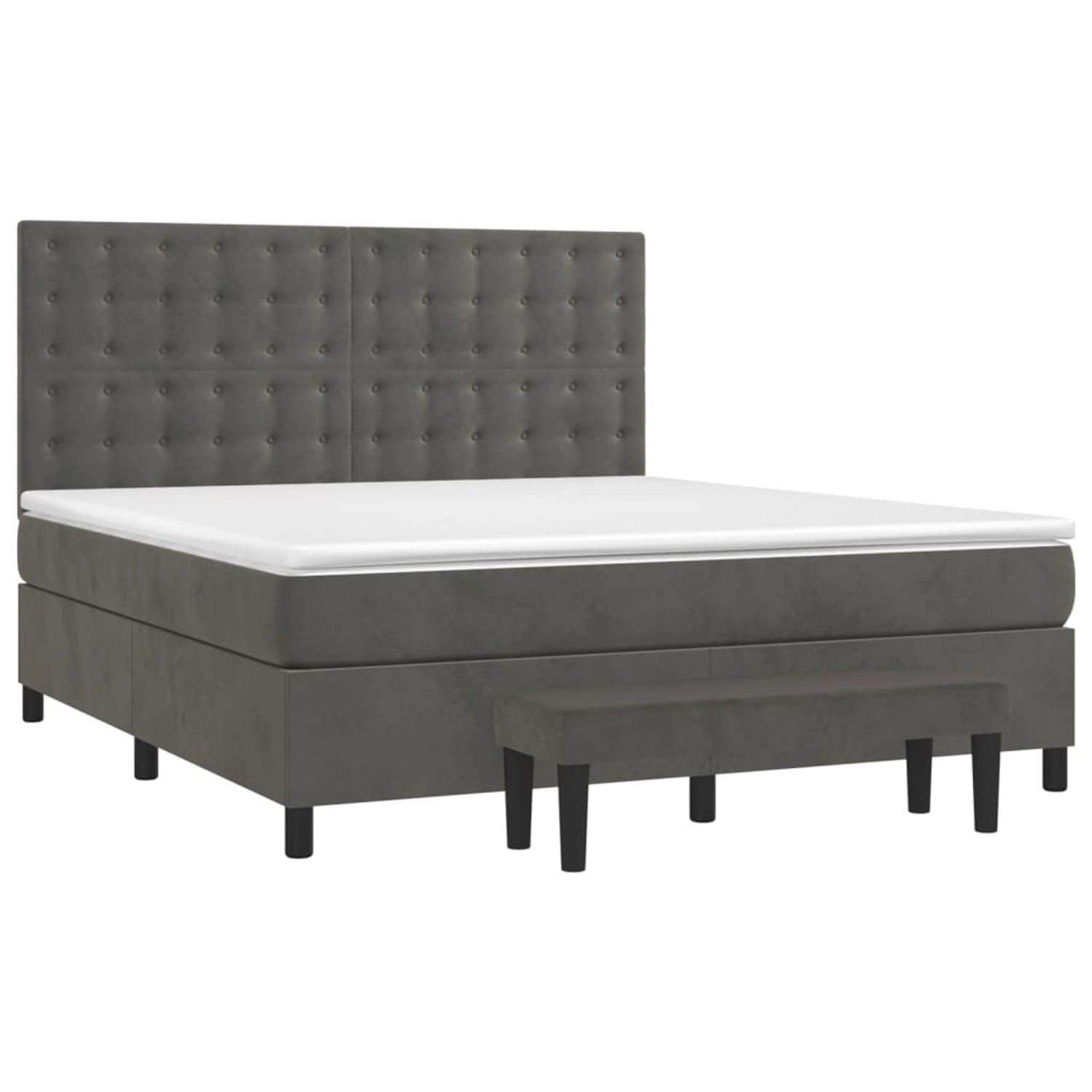 vidaXL Boxspringbett mit Matratze Dunkelgrau 180x200 cm Samt 3138098 günstig online kaufen