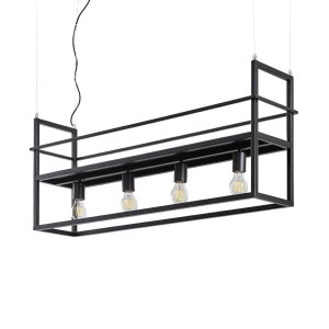 Lindby Pendelleuchte Grisela 9626896 Modern in Schwarz aus Metall 4-flammig E27 Wohnzimmerleuchte