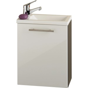 Posseik Waschplatz Alexo, 40 cm, Anthrazit-Weiß, 2-teilig mit Keramikwaschbecken und Unterschrank.