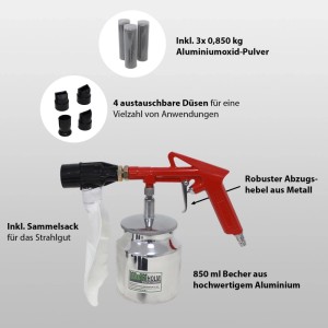 TRUTZHOLM Sandstrahlpistole Für Druckluft Ein Viertel Zoll Anschluss Mit 2,5kg Strahlsand