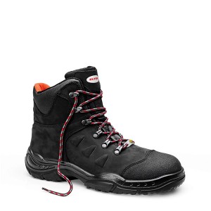 Schwarzer Elten Sicherheitsschnürstiefel Till Mid ESD S3 HI Gr. 36 aus Leder mit Stahlkappe.