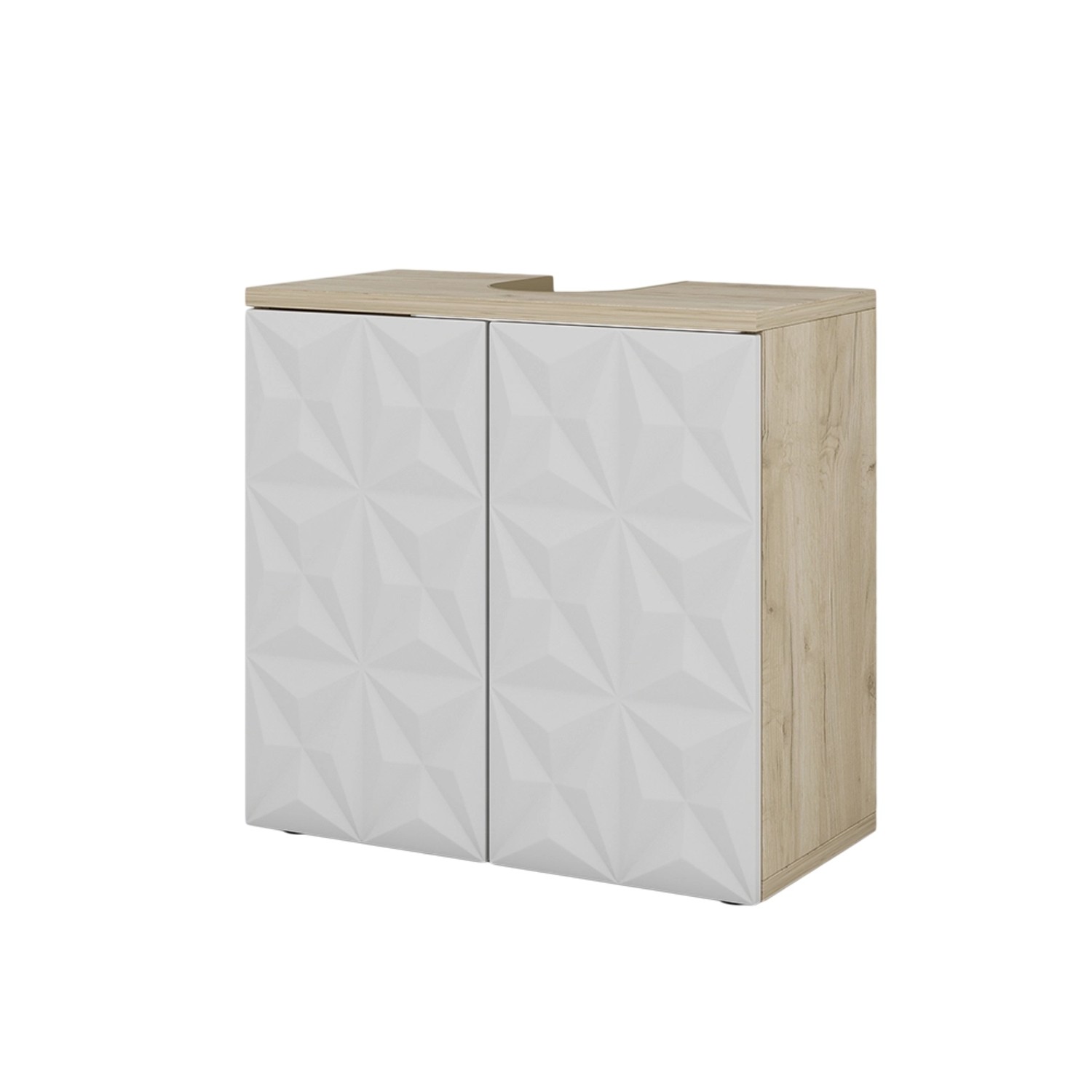 Vicco Waschbeckenunterschrank Edge Weiß/Eiche 60 x 57 cm mit 2 Türen günstig online kaufen