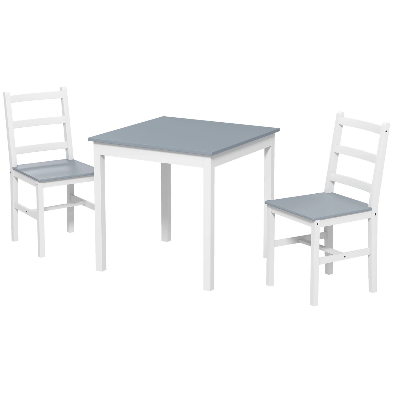 HOMCOM Essgruppe mit 2 Stühle Kiefernholz Grau 75L x 75B x 73H cm günstig online kaufen