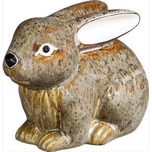Sitzender Deko-Hase, 14 cm, aus glasierter Keramik für die Gartendekoration.