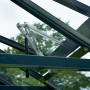 Detailaufnahme: Dachfenster mit Öffnungsmechanismus des Juliana Gewächshaus Orangerie 15, Schwarz-Anthrazit.