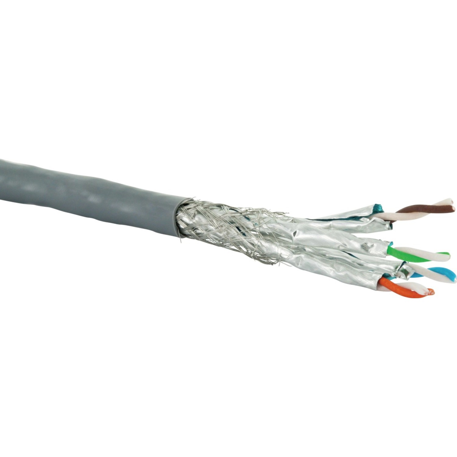 Graues Schwaiger CAT 6a Netzwerkkabel S/FTP, 25 m, mit freiliegenden Adern.