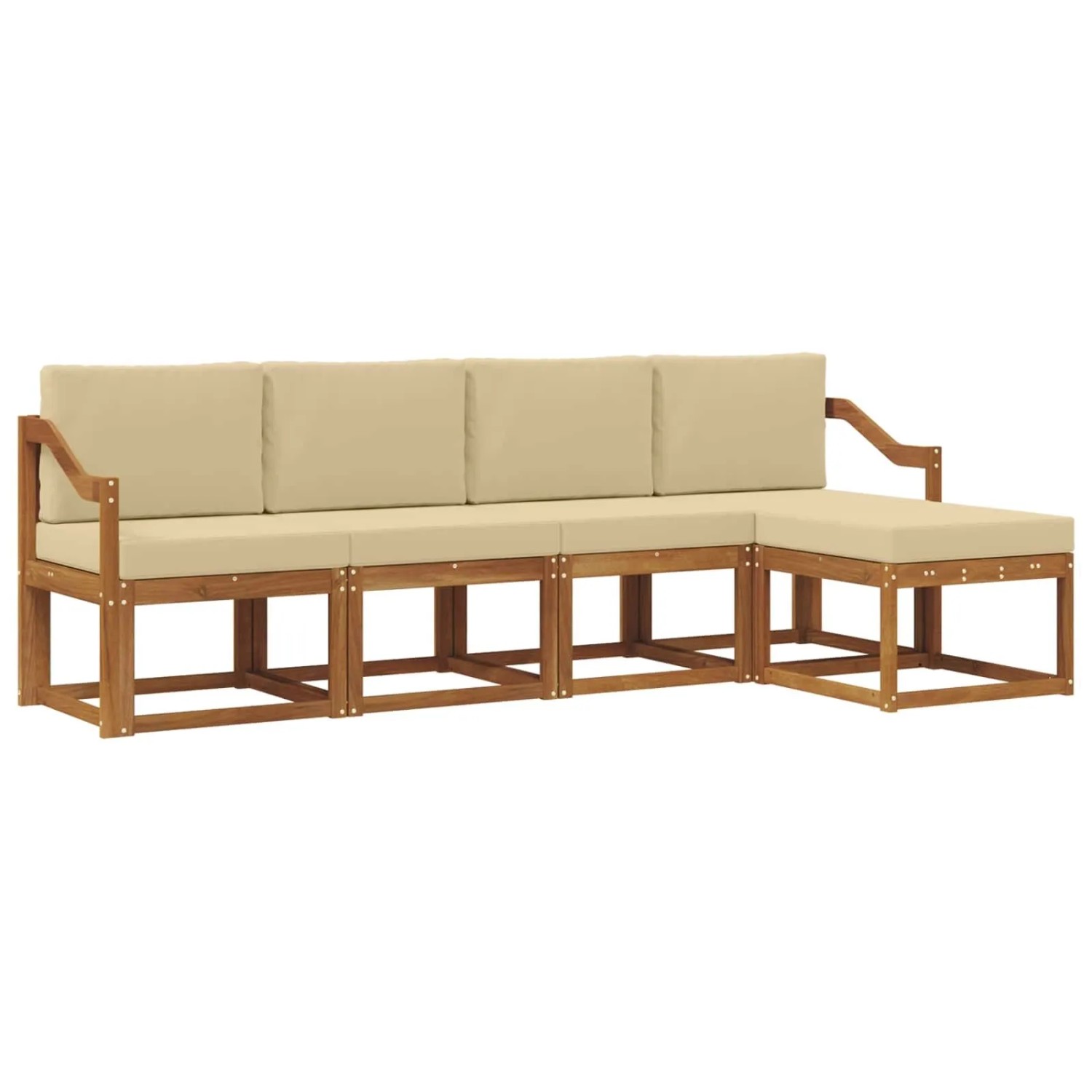 vidaXL Outdoor-Sofagarnitur 5 Stk Natur und Beige Massivholz Akazie 3366271