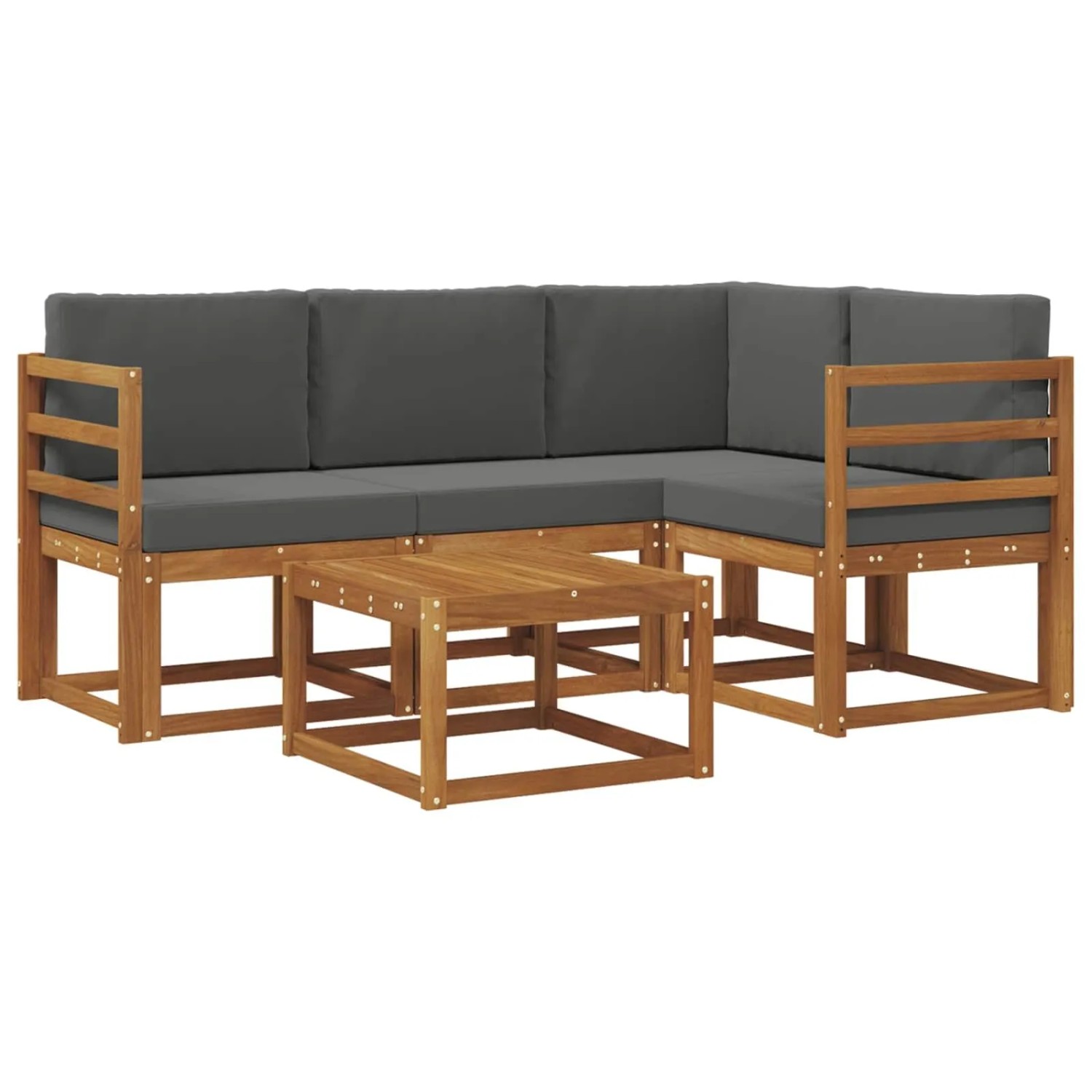 vidaXL Outdoor-Sofagarnitur mit Kissen 5 Stk Natur und Anthrazit 3366345