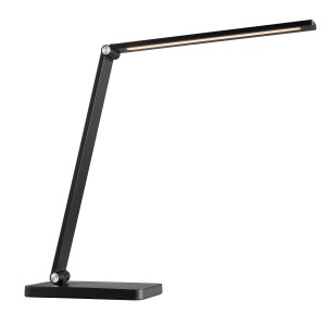 Schwarze LED-Tischlampe Lomina von Brilliant, 38 cm hoch, für Schreibtisch und Büro.