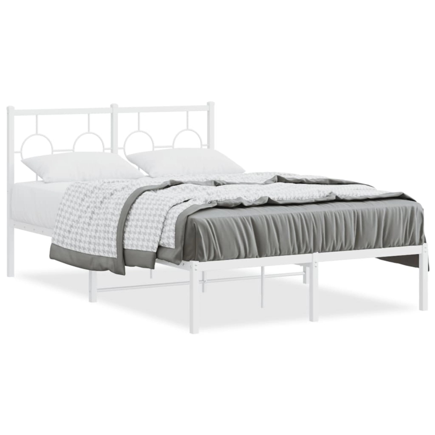 vidaXL Bettgestell mit Kopfteil Metall Weiß 120x190 cm 376272 günstig online kaufen
