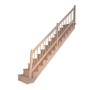 Gerade Holztreppe Lindos Eiche mit Setzstufen und Holz-Design-Geländer, 100 cm breit.