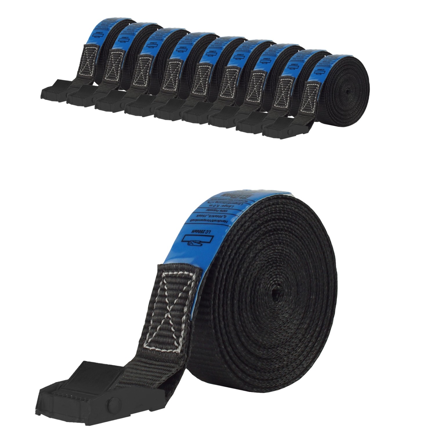 Thumbnail - TRUTZHOLM 10x Profi Spanngurt Klemmschloss Auto 1 Teilig 5m 250 kg Schwarz