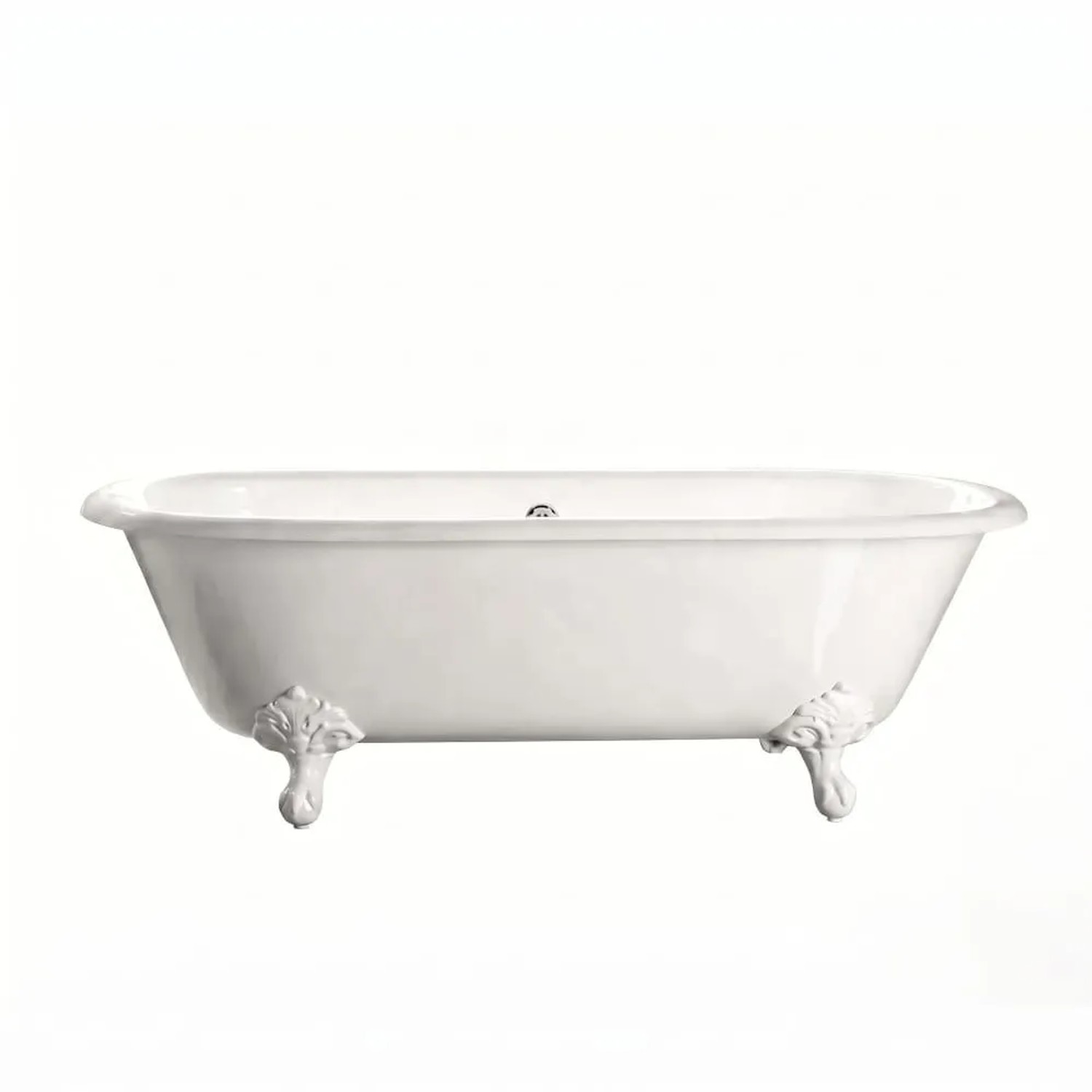 Rogier & Mothes Freistehende Gusseisen Badewanne Plymouth Weiß Füße Weiss 190cm x 77cm