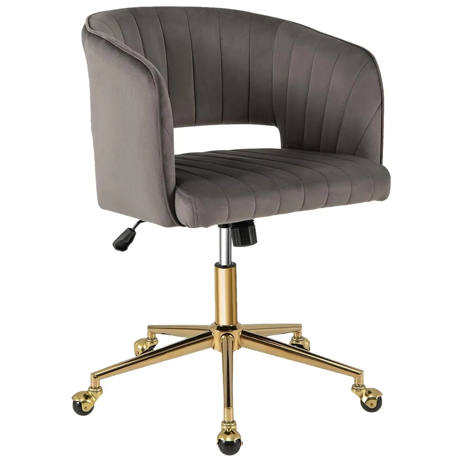 Costway Schminkstuhl Samt Drehstuhl Höhenverstellbar mit Schaukelfunktion