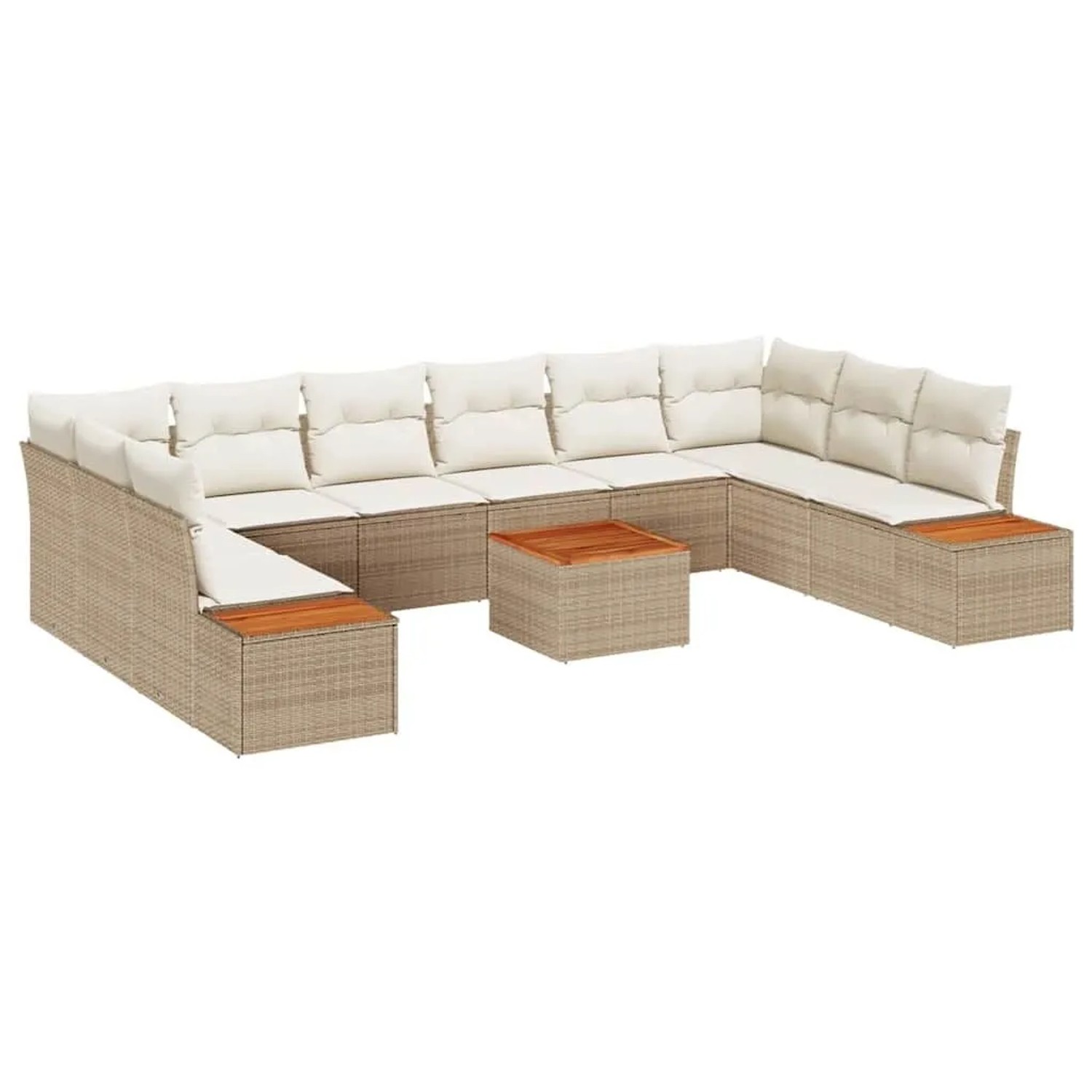 vidaXL Gartensofa-Set mit Kissen 10 Stk Beige und Creme Polyrattan 3356851