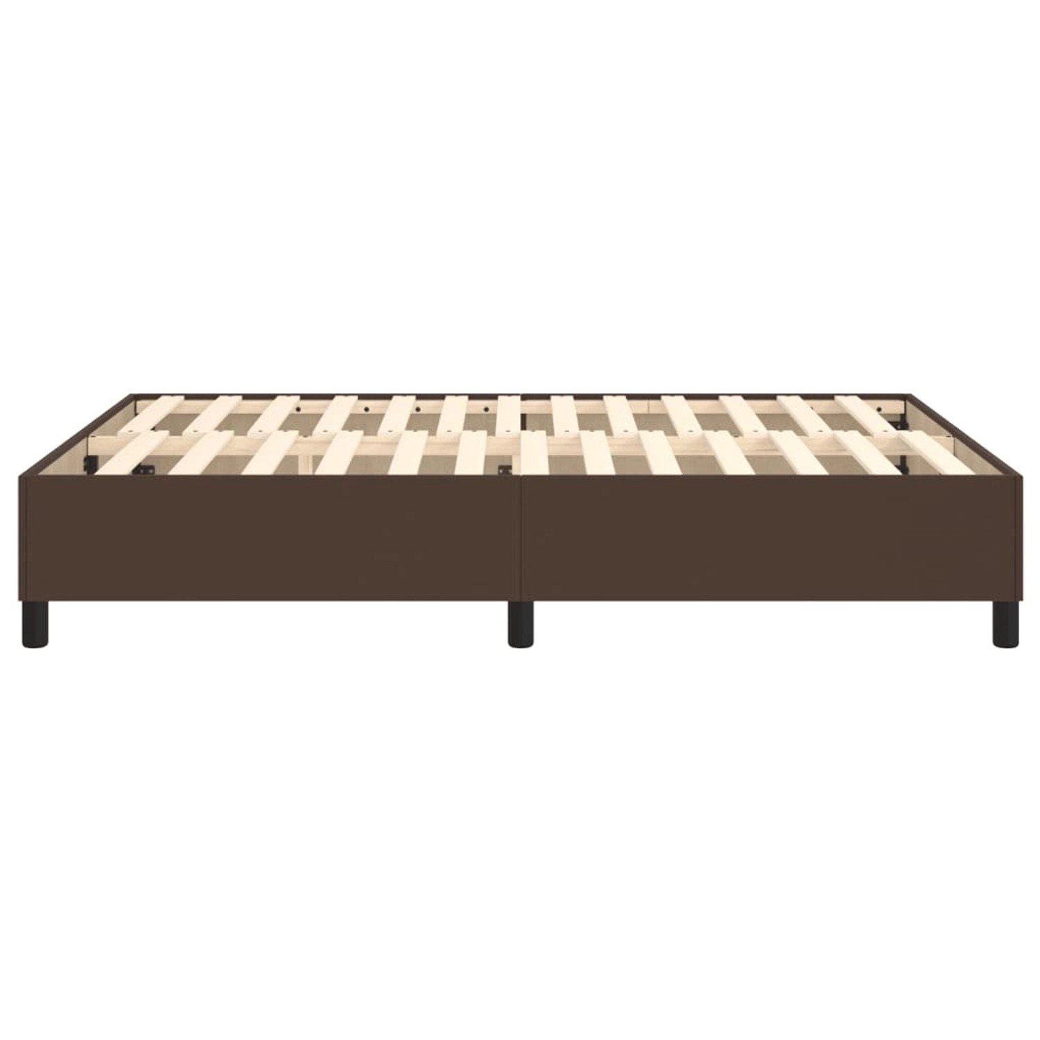 Braunes vidaXL Boxspringbett 140x190 cm aus Kunstleder, Bettrahmen mit Lattenrost.