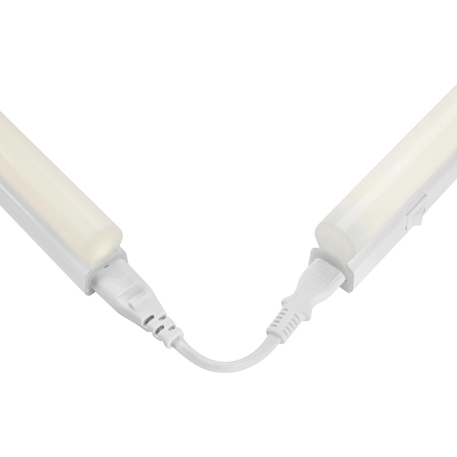 Weiße LED-Lichtleiste mit Kabel und Schalter, geeignet zur Küchenbeleuchtung.