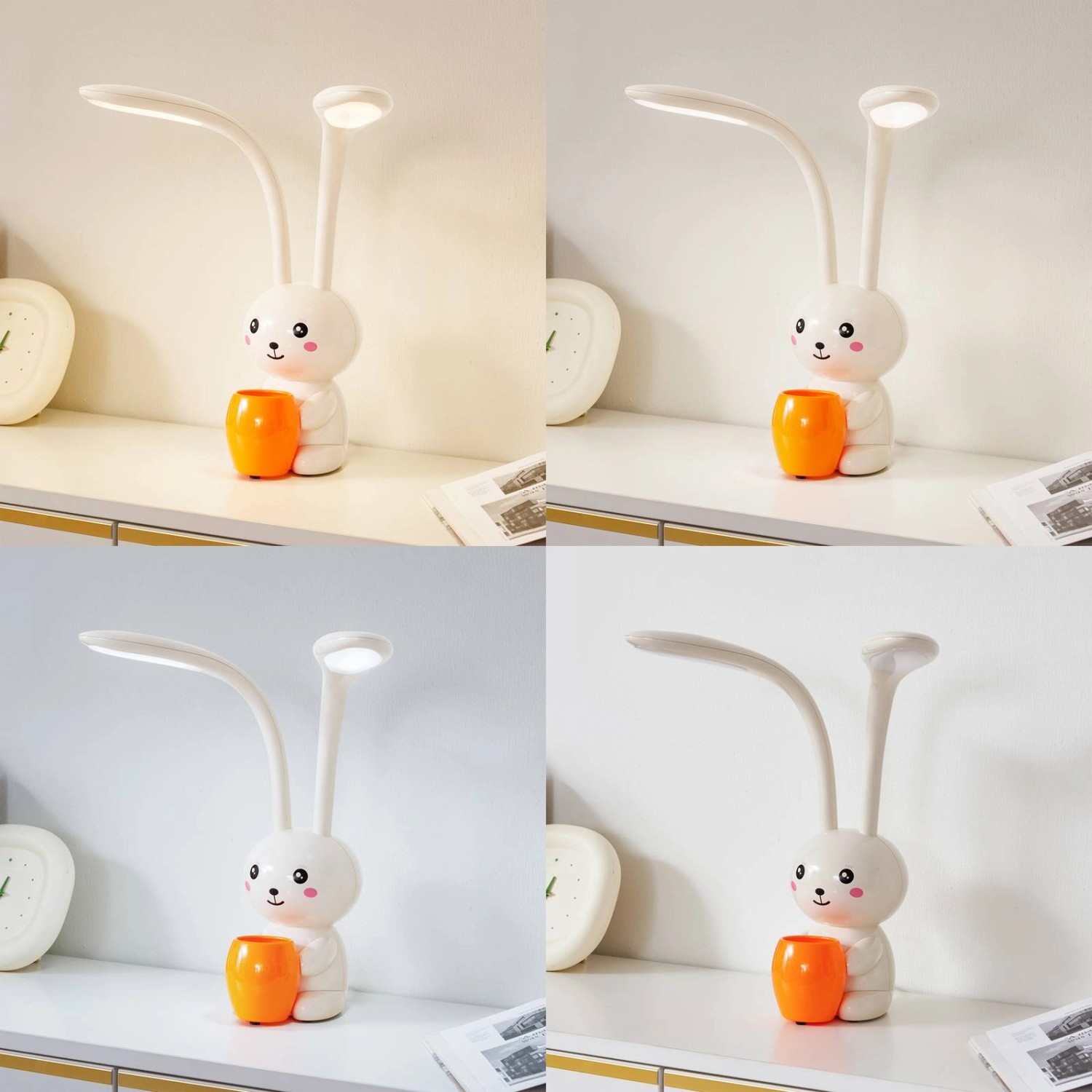 Lindby LED Tischlampe Haas 10030493 Dimmbar für Kinder Junges Wohnen in Creme 2-flammig Kinderzimmerleuchte_4