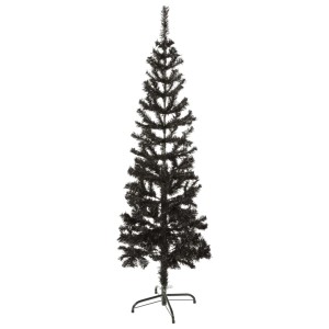 Schlanker, schwarzer Weihnachtsbaum, 150 cm hoch, künstlicher Tannenbaum für Weihnachten.