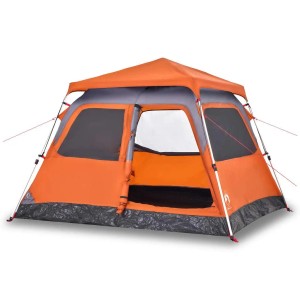 vidaXL Kuppel-Campingzelt 4 Personen Grau und Orange Quick Release 4004232