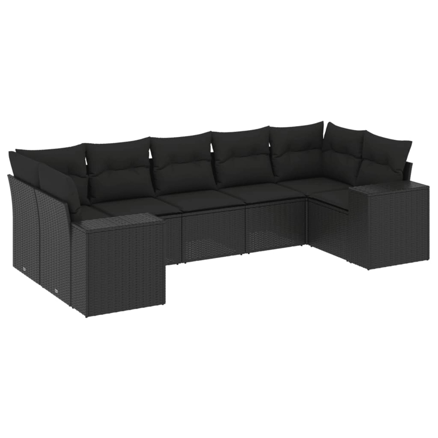 vidaXL 7-Tlg Garten-Sofagarnitur mit Kissen Schwarz Poly Rattan 3255322 günstig online kaufen